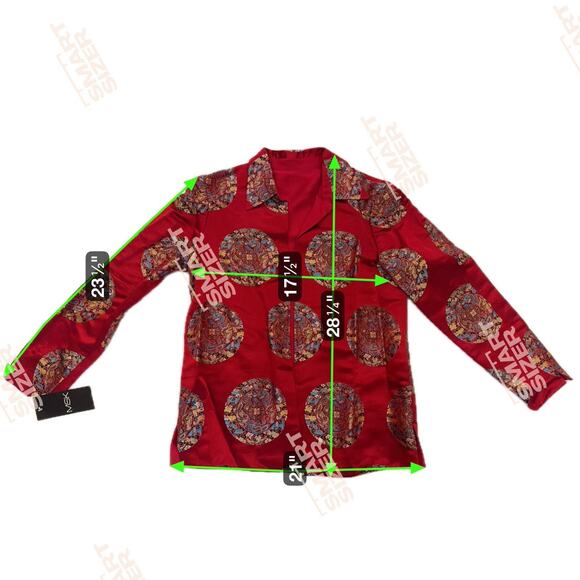 NWT old Stock Asian Chinese Brocade Red Silk reversible Jacket Sz M Old Money - Picture 13 of 13